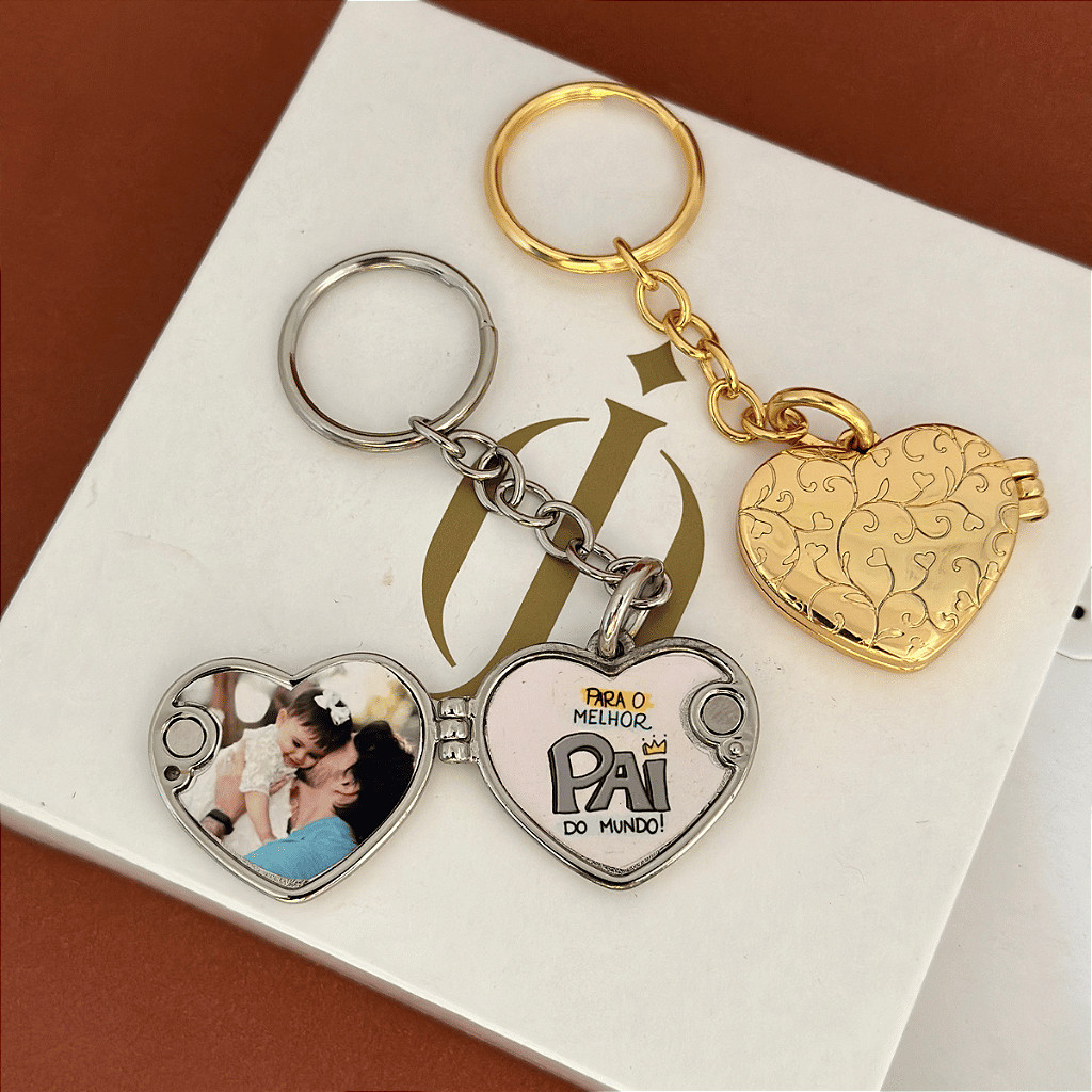 Chaveiro Coração Relicario Personalizado Presente Especial - Incluso 2 Fotos Grátis