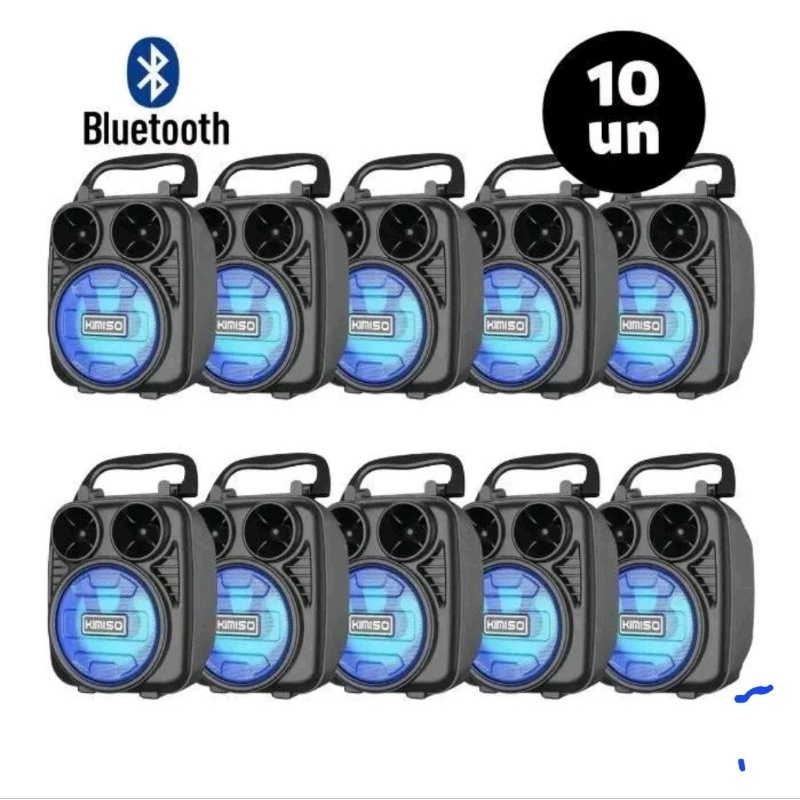 kit atacado 10 caixa de som completa Bluetooth Rádio Pendrive 10w recarregável