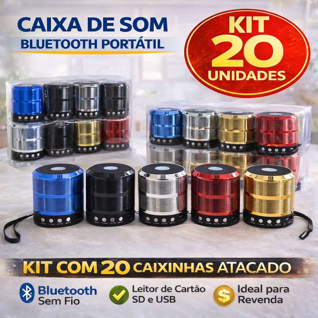 Atacado KIT 10 15 e20 Mini Caixinha De Som 887 Bluetooth Portátil Bateria Recarregável