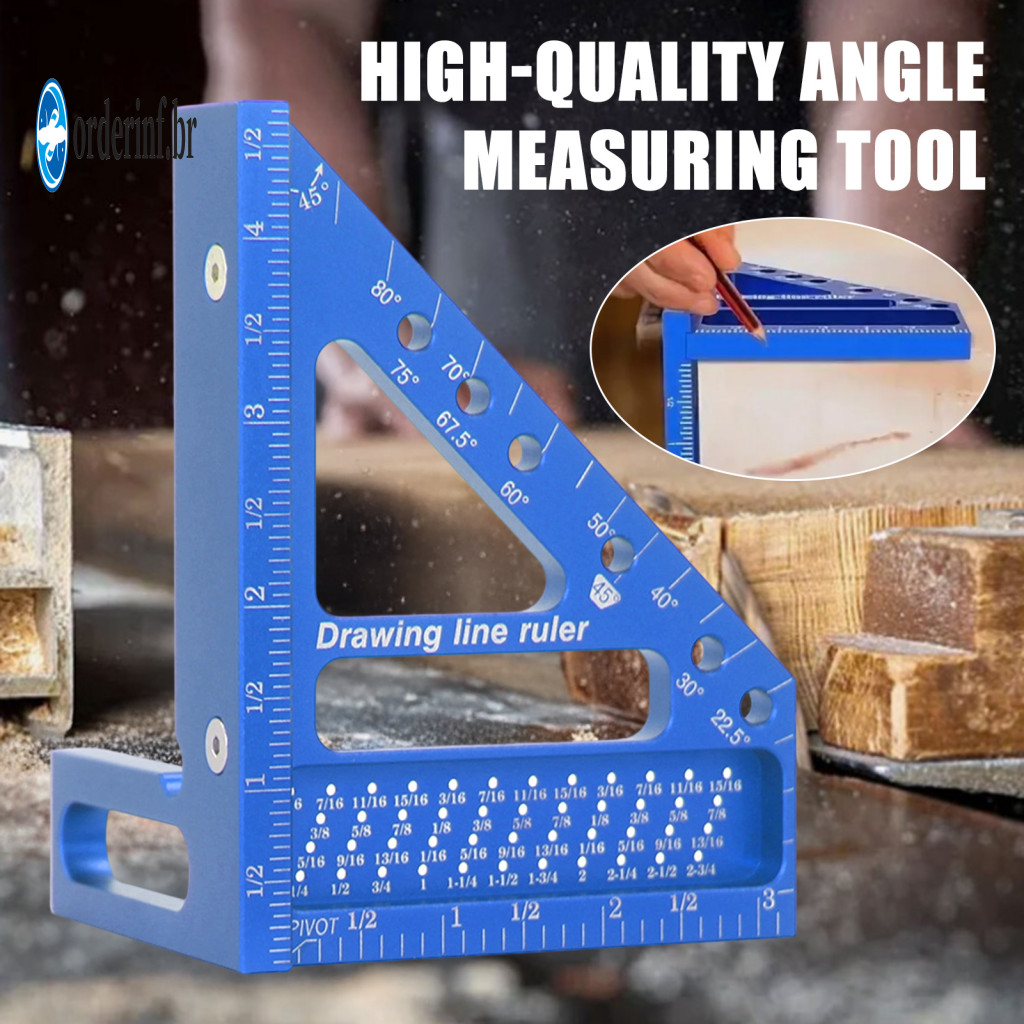 Triangle Ruler Woodworking Angle Measuring Tool 3d Multi-angle Aluminum Alloy with 6-hole Positioning Pins High Precisio