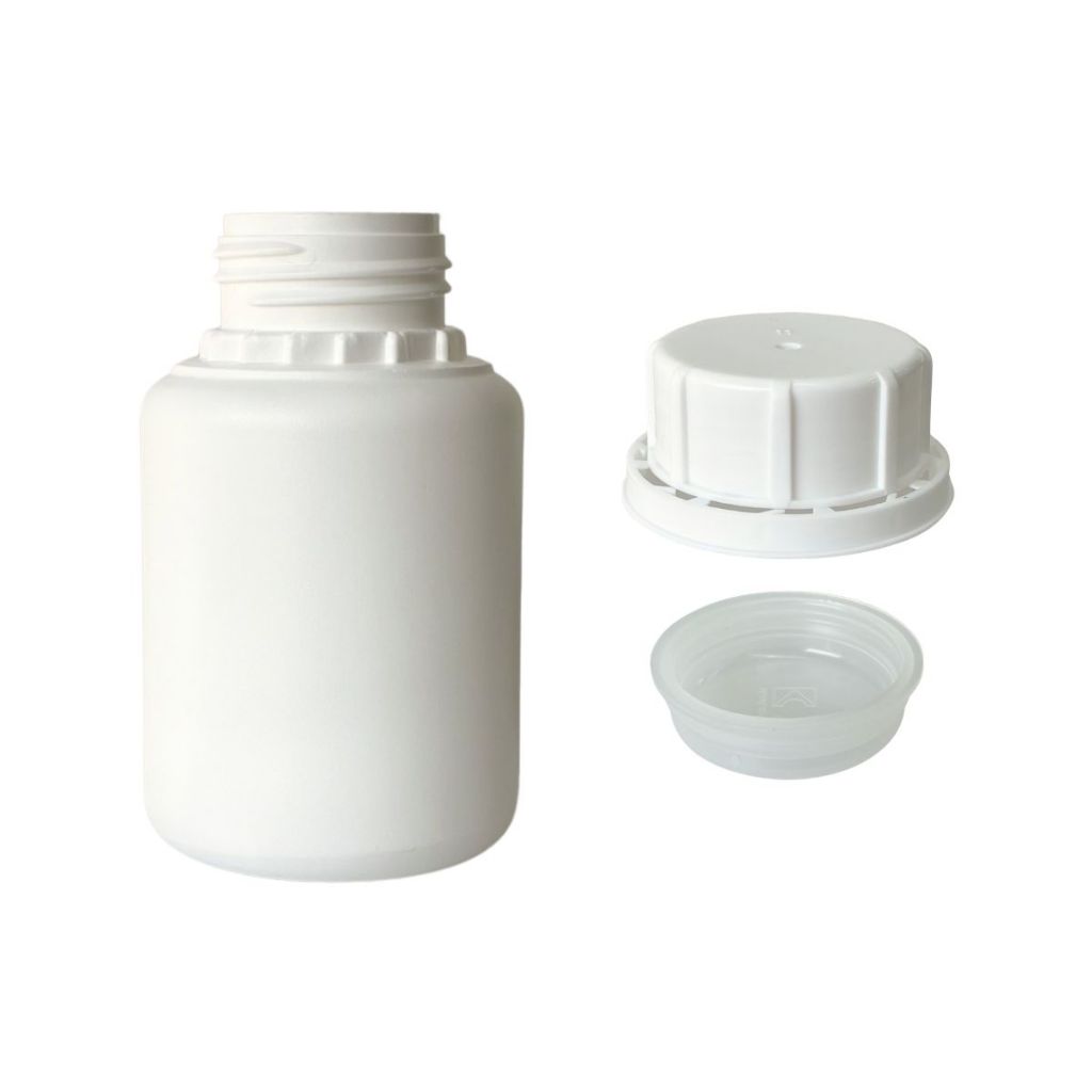 50 Frascos Plástico Agro Pead Branco 250ml C/ Tampa e Batoque