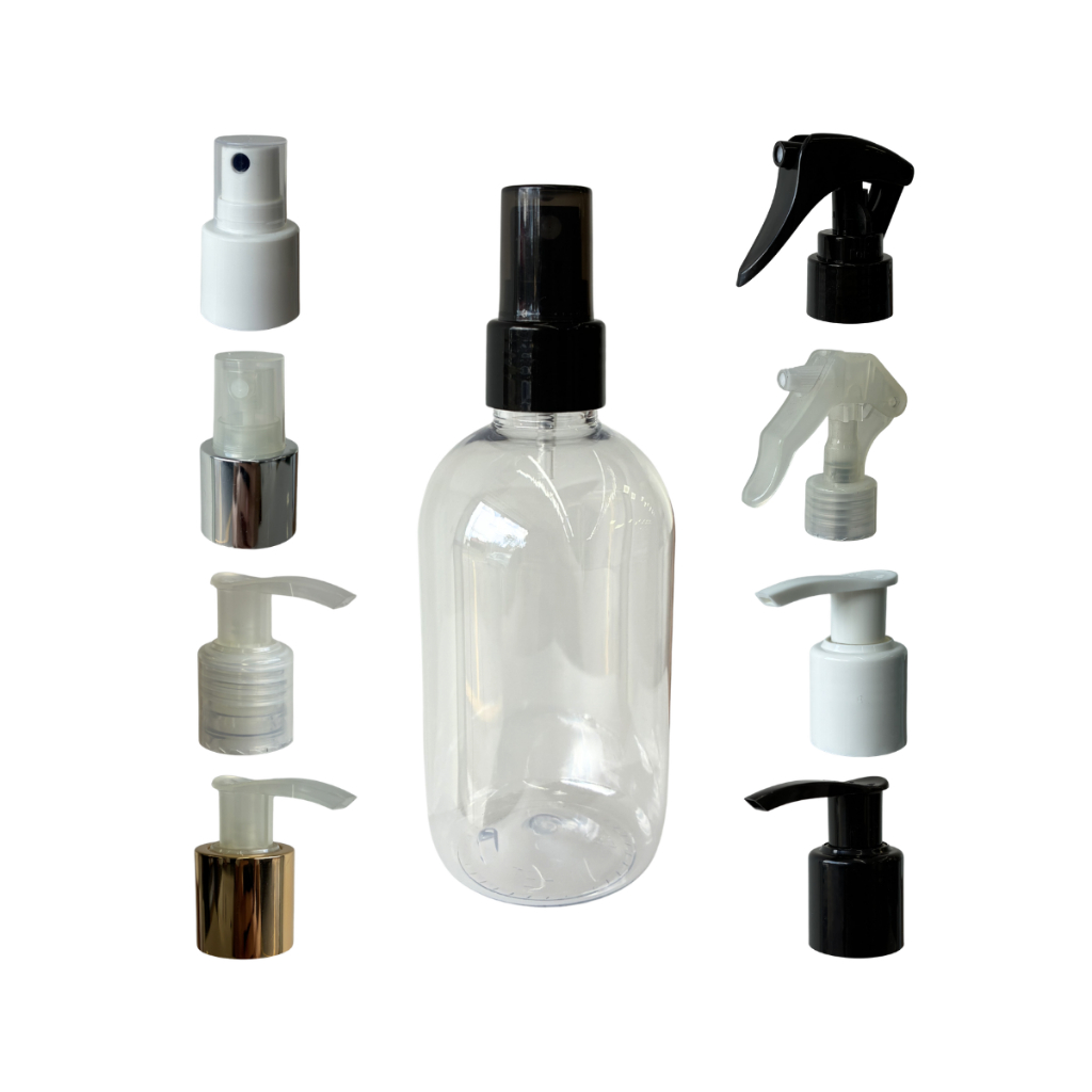 25 Frascos Pet 250ml Cristal Cilíndrico Válvula Spray Ou Pump 24mm