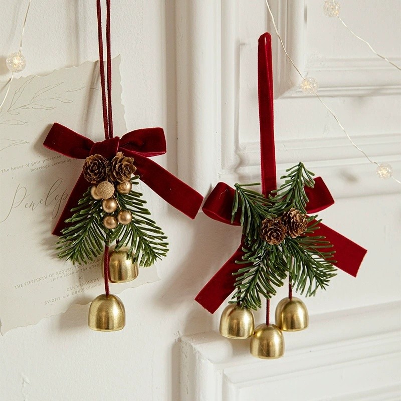 Agulha De Pinho Pinha Sino De Natal Decoração Porta Janela Pendurado Ornamento