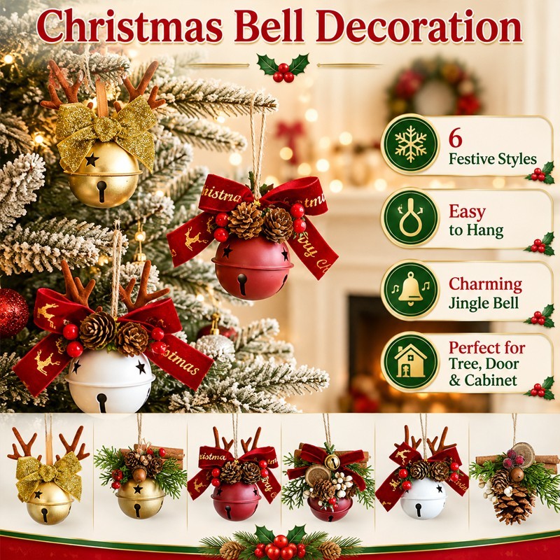Sino De Natal Ornamento Chifres Arco Pinha Árvore Casa Pendurado Decoração