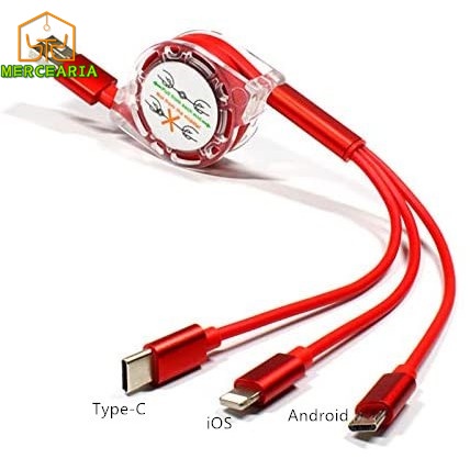 3 in 1Cabo de Carregamento Rápido Retrátil 3 em 1 3A para Android / Micro Tipo-C Universal / Dados