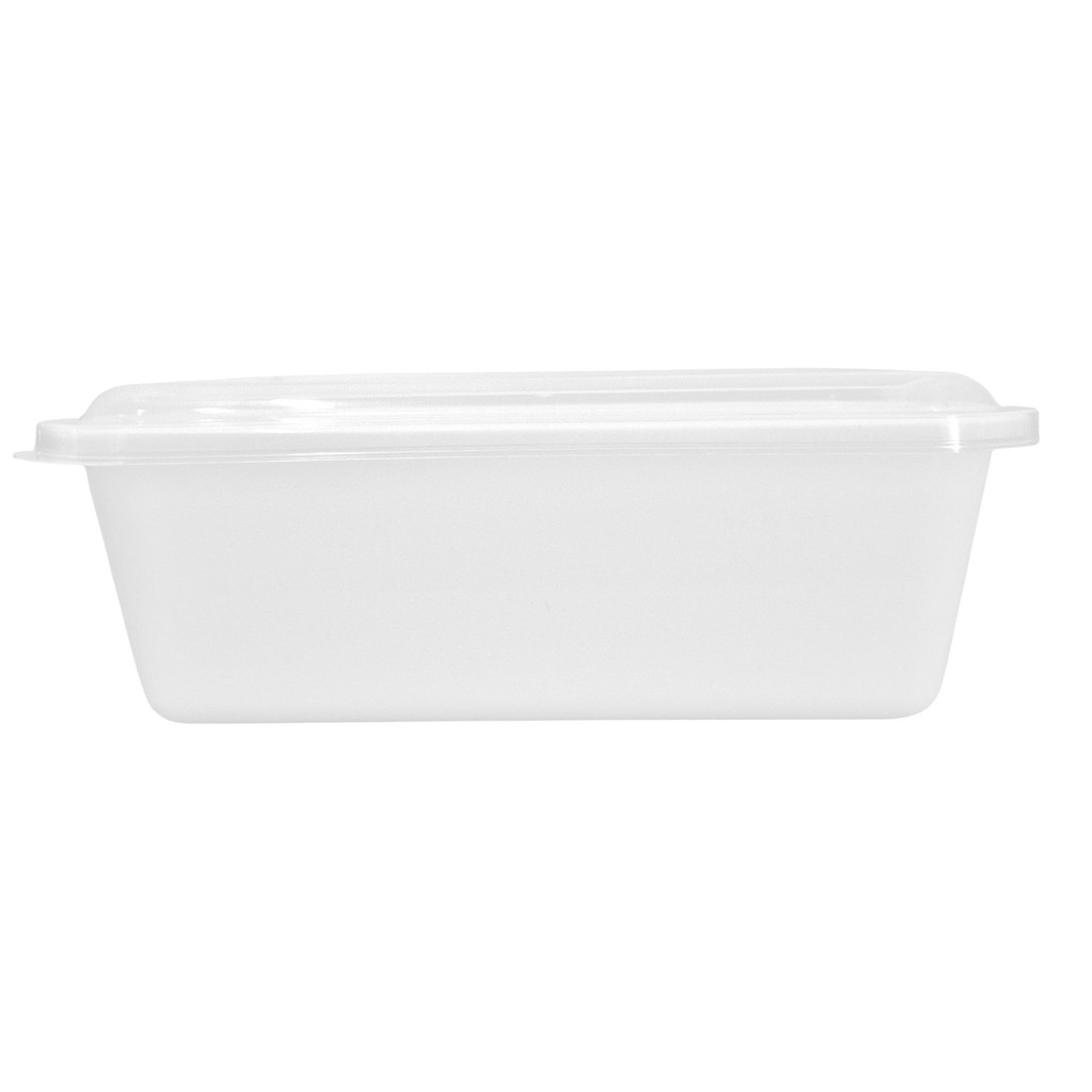 Marmita Plástica Para Delivery Com Tampa Branca R21 - 490 ml Freezer e Microondas Tipo Spoleto BPA Free