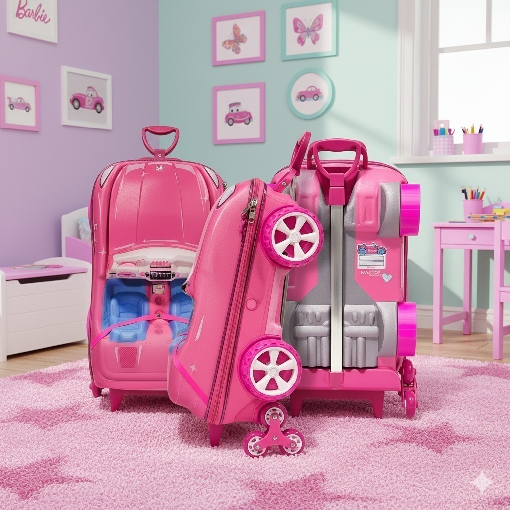 Mala Infantil 3D Rodinhas Rosa Viagem Menina Personagem Boneca Mochila Achadinhos