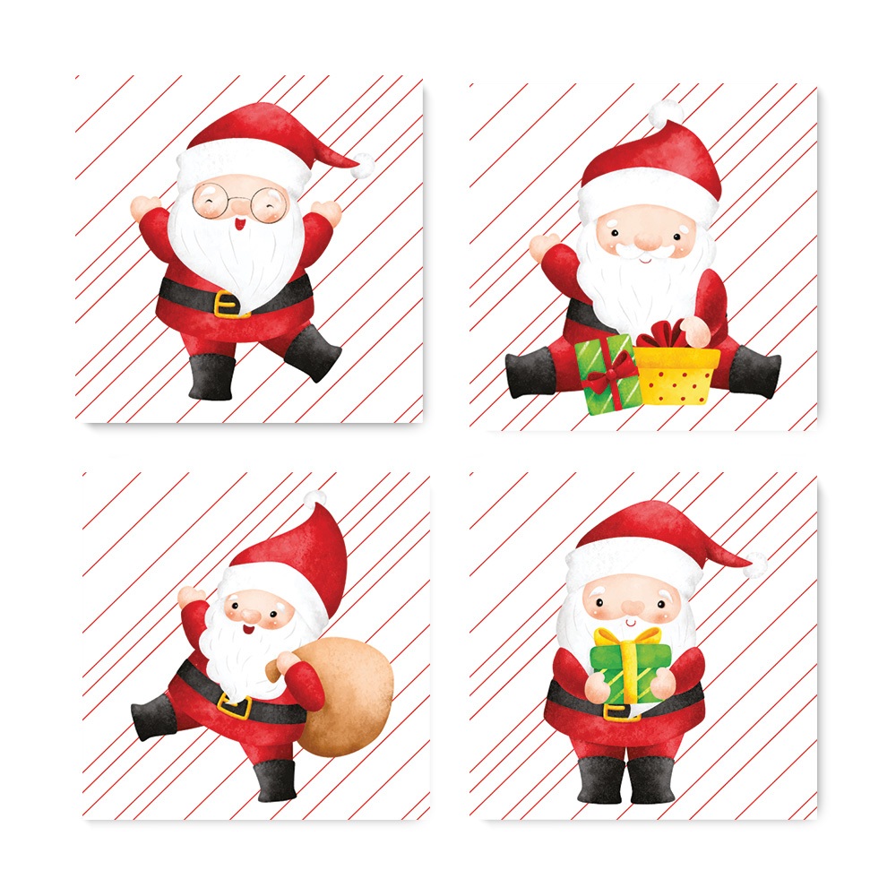 Kit 4 Quadros Decorativos Papai Noel Boneco Natal Infantil Bebe Baby Quarto Menino Menina Placas - 0128ktpl4