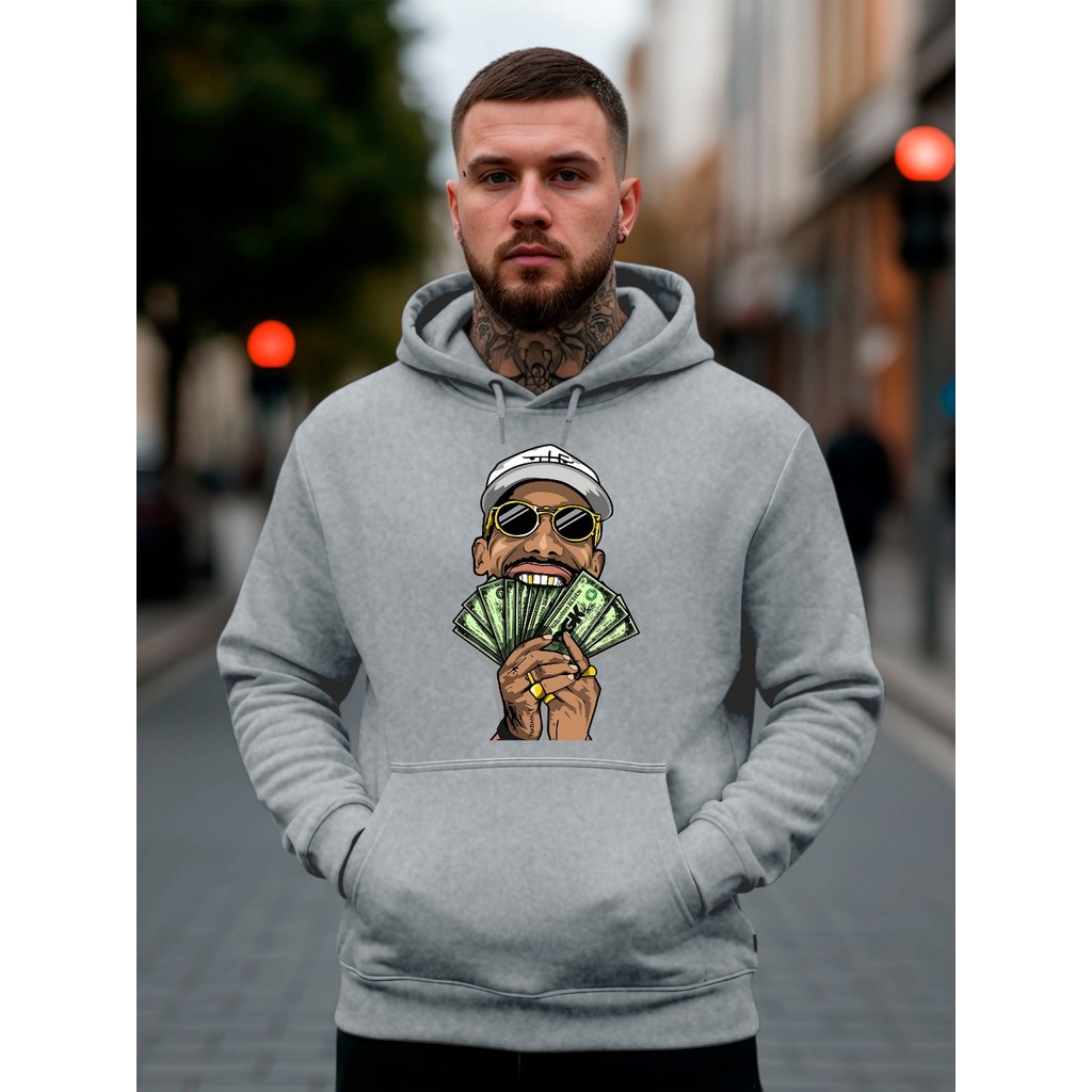 Moletom Canguru Blusa de Frio Com Capuz Jaqueta Masaculina Feminino Infantil Money Dinheiro Cria Rj