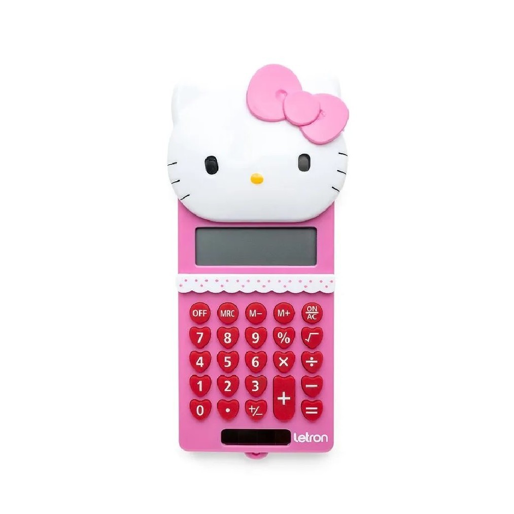 Calculadora Eletrônica Decorada Hello Kitty 8 Dígitos Portátil Letron | Temática | Papelaria Kwaii | Infantil | Cálculo