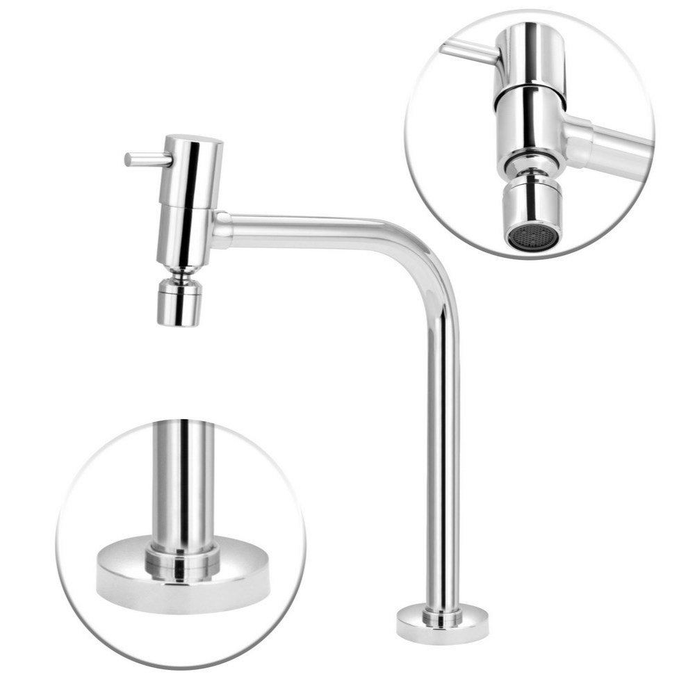Torneira Lavatório cozinha Mesa Metal Luxo 1/4v Prateado Aço inoxidável Agua Quente Fria Gourmet