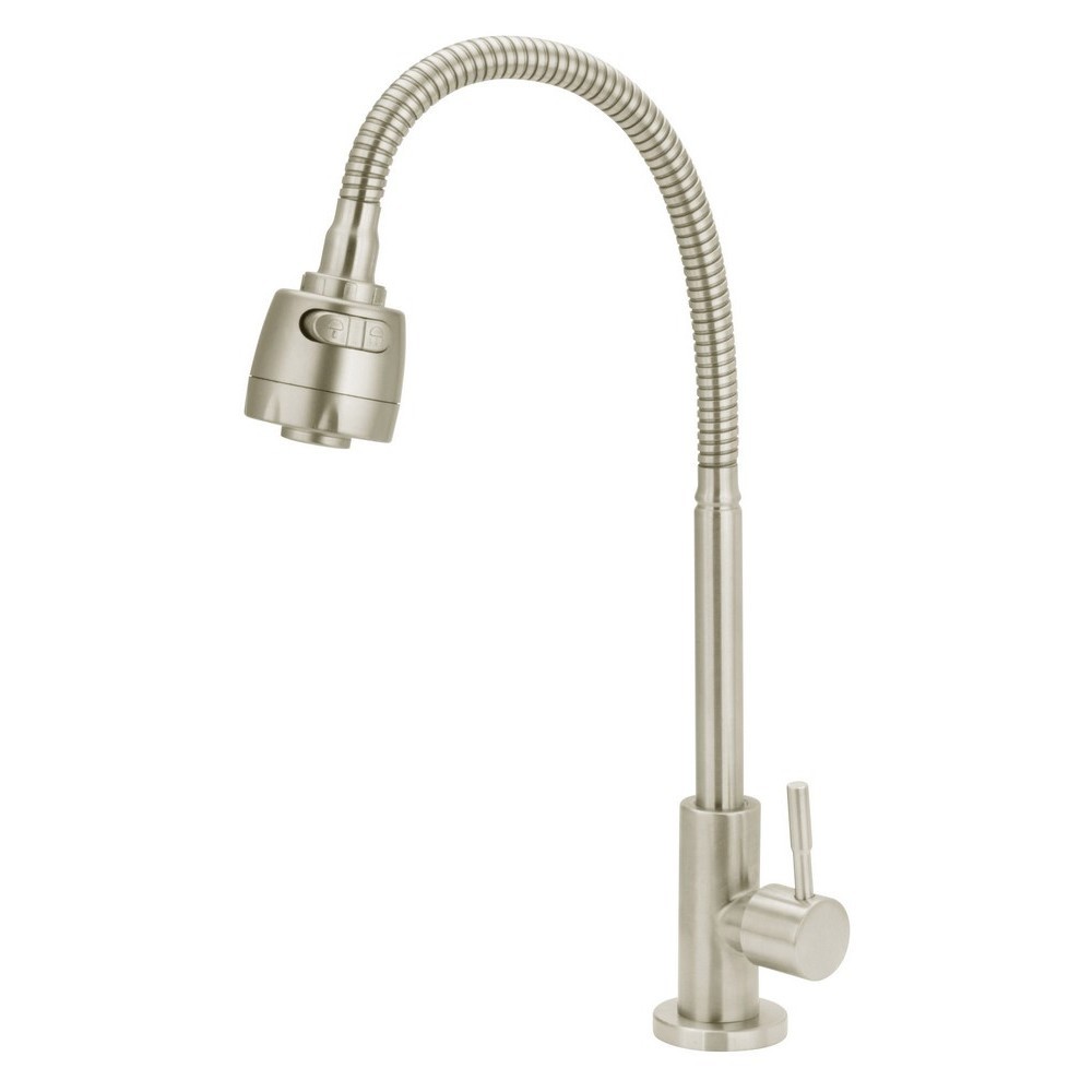 Torneira De Cozinha De Mesa Gourmet Inox Escovado Luxo 1/4v Agua Quente Fria