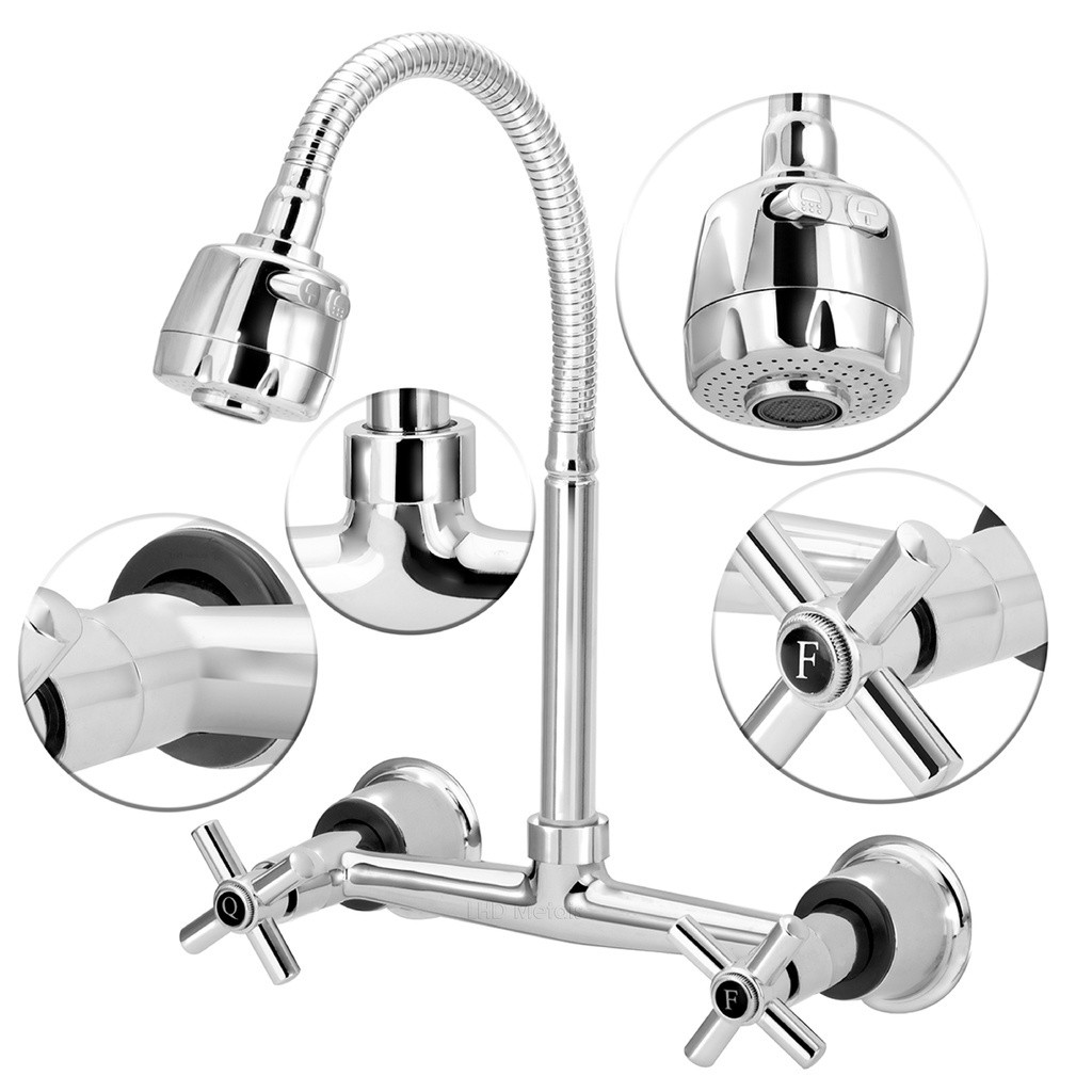 Torneira Misturador Cozinha De Parede Gourmet Luxo 1/4v Agua Quente Fria