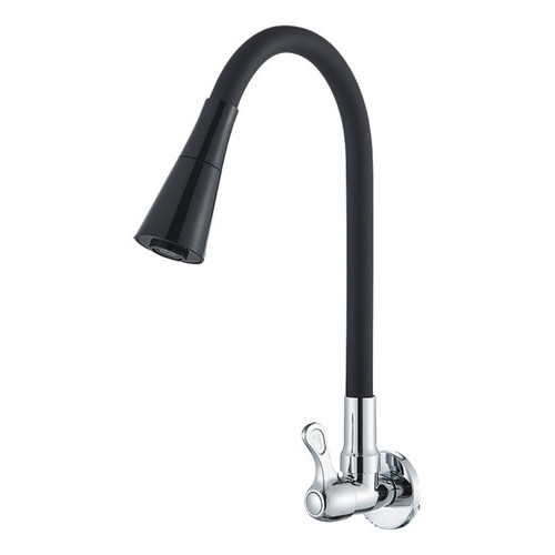 Torneira Cozinha Parede Luxo Flexível Gourmet Preta Cônica