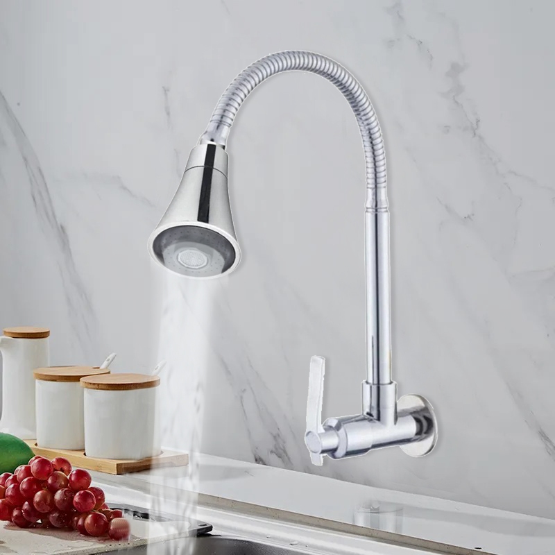 Torneira parede para Cozinha GOURMET lançamento Flexível Metal Inox 2 Jatos 1/4 Volta Luxo