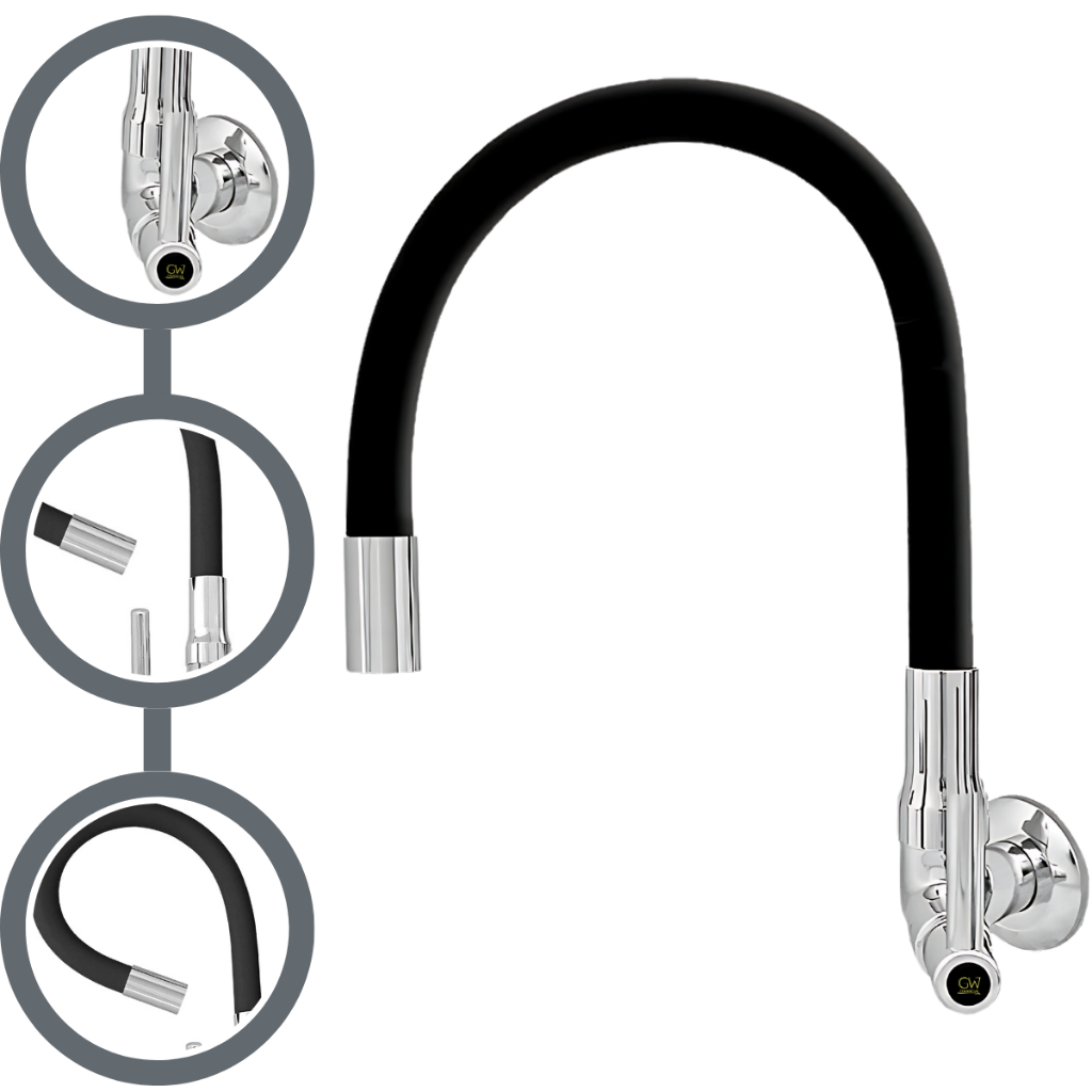 Torneira Preta Gourmet Cozinha Luxo Inox Metal Parede Mesa Bancada