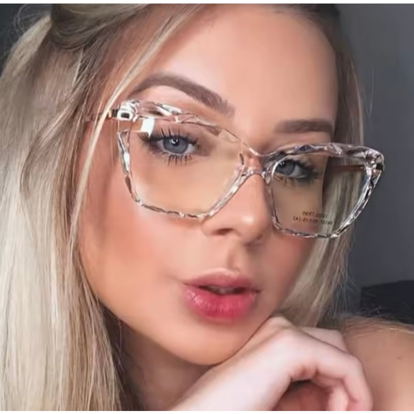 Armação De Óculos Feminina Para Grau Cristal Lapidado 3D Clássica Casual Moderna Tendência Trend