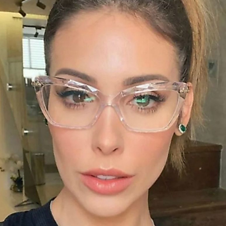 Armação De Óculos Feminina Grau Cristal Lapidado 3D Clássica Casual Moderna Tendência Trend