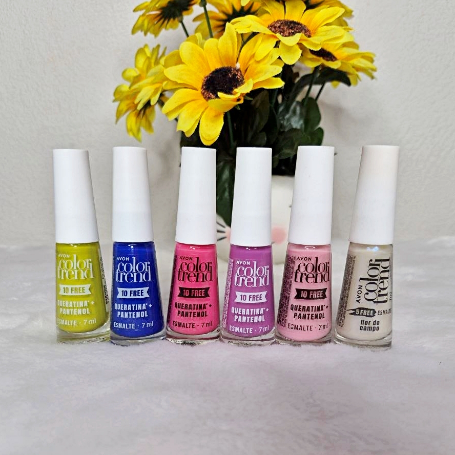 Esmalte Avon Color Trend 10 Free Kit com 6 Cores + Pinceis pra detalhes Nail Arts