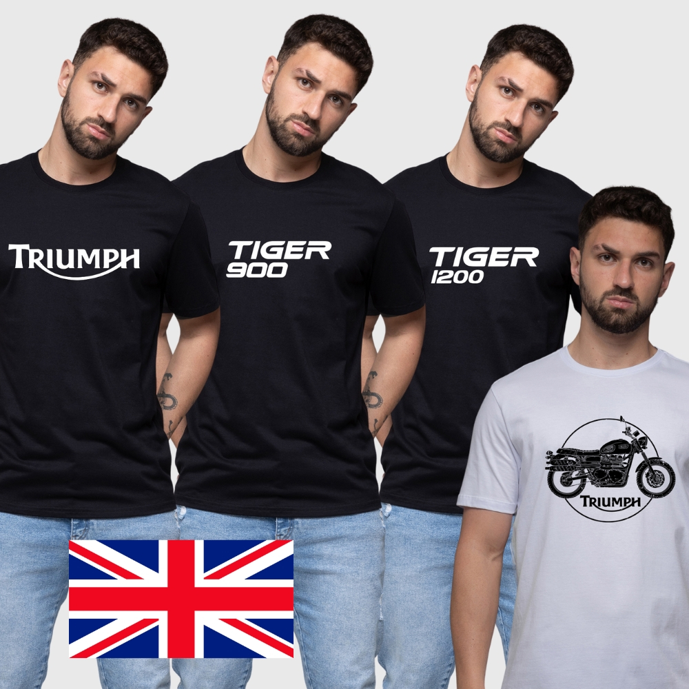 Camisetas Triumph Moto Estrada Inglaterra Tiger 900 Tiger 1200 Scrambler 100% Algodão 30.1 - não oficial