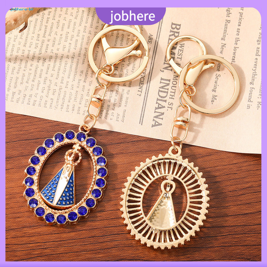 Enamel Keychain Religious Figure Rhinestone Pendant with Anti-oxidation Lobster Clasp – Decorative Backpack Accessory