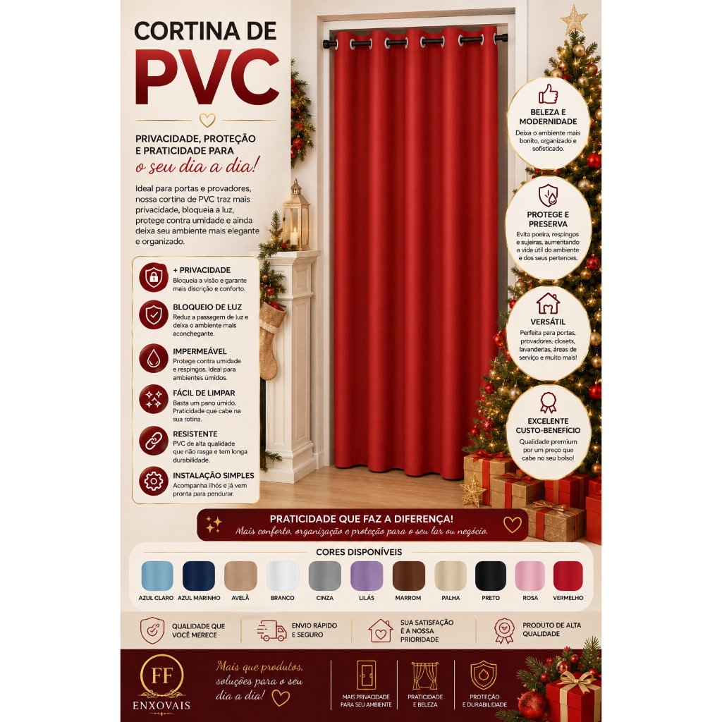 Cortina Blackout PVC Lisa 1,40m x 2,10m Veda a Luz Folha Única