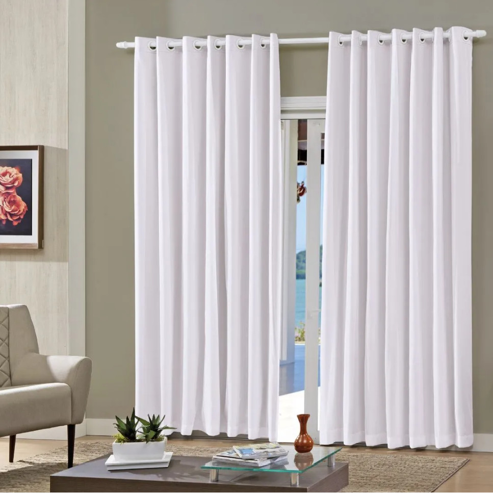 Cortina Bella Janela 2,00m x 1,60m Lisa Slim Voil Corta Luz