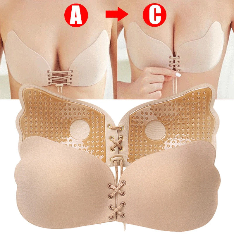 KIT 1 2 3 4 Sutiã Silicone Auto Adesivo Strapless Sem Alças Invisível Gel Sólidos Colarinho Pushes Up Underwear Mulheres