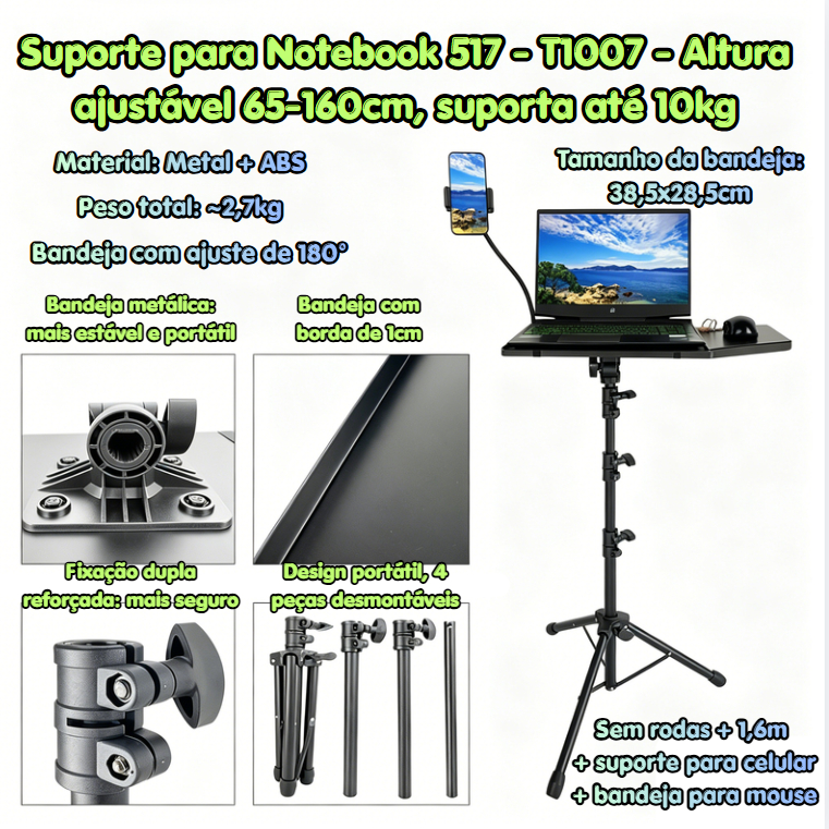 Suporte Projetor Tripé Pedestal Notebook Bandeja Para Mouse