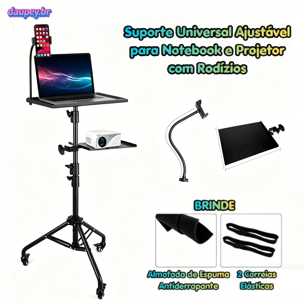 Suporte Projetor Tripé Pedestal Notebook Bandeja Para Mouse