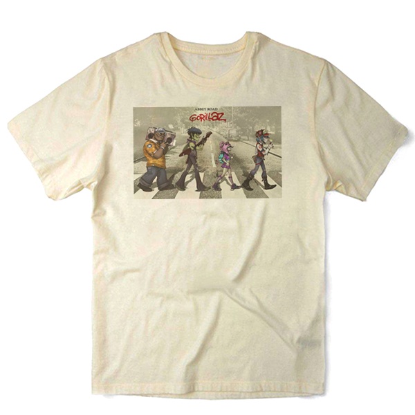 Camiseta Algodao Gorillaz Banda de Rock Bandas Musica Eletronica Cartoon Trip Abbey Road Nervous