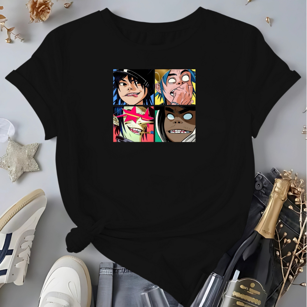 Camiseta Banda Gorillaz Cartoon Trip Rock Unissex Camisa 100% algodão