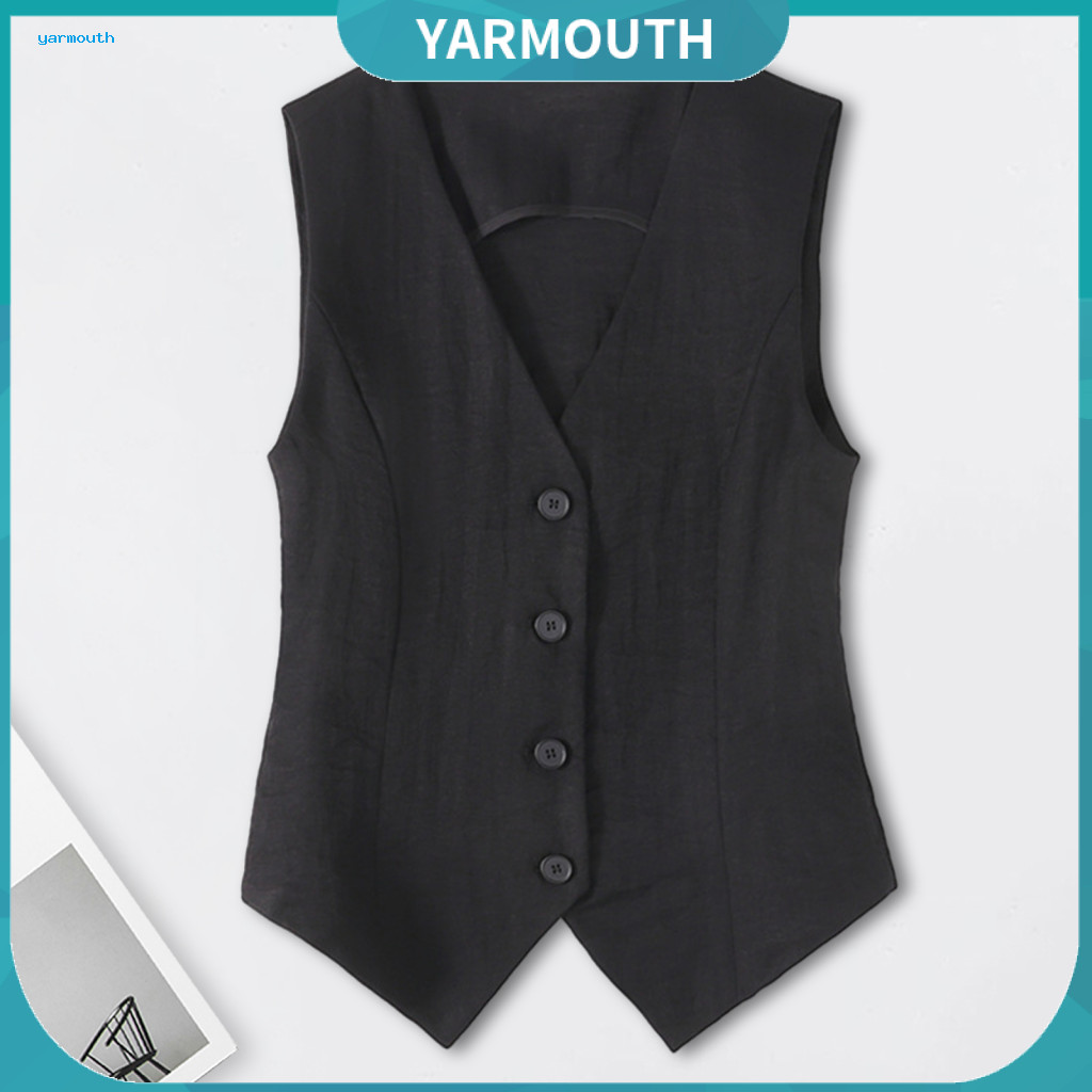 Lightweight Women Jacket Vest Women’s V Neck Single-breasted Slim Fit Waistcoat Solid Color Formal Business Cardigan f