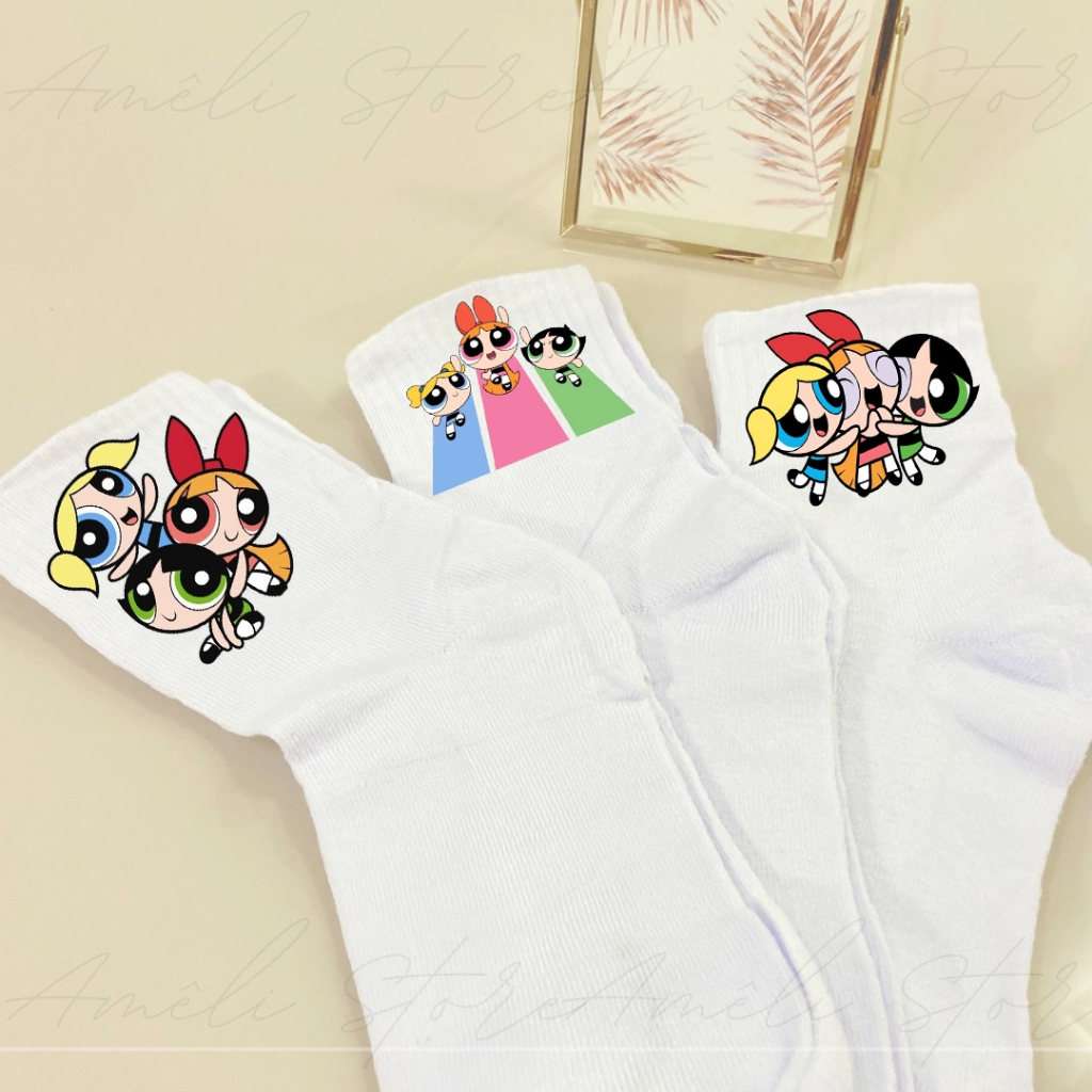 Meia Feminina Estilo Heroína | Colorida e Criativa | Moda Fun | Veste 33 ao 43 | Kit 03un na Cor Branca Cano Alto Adulto