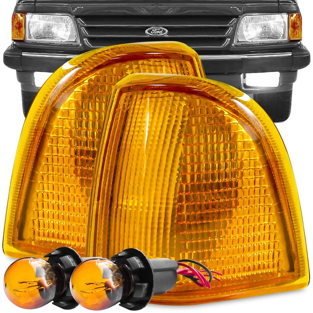 Kit Lanterna Pisca Del Rey Corcel 2 Belina Pampa 1985 A 1992 Ambar + Soquete Lampada 2 Polos Meia Luz na Seta Conjugado