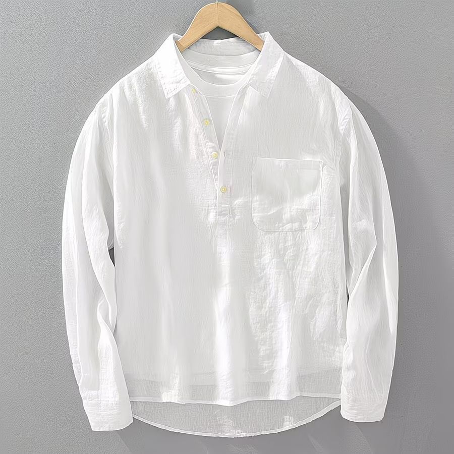 Camisa Masculina Japonesa Vintage De Manga Longa De Algodão E Linho Casual Pulôver Top Temperamento De Verão Solta De Al