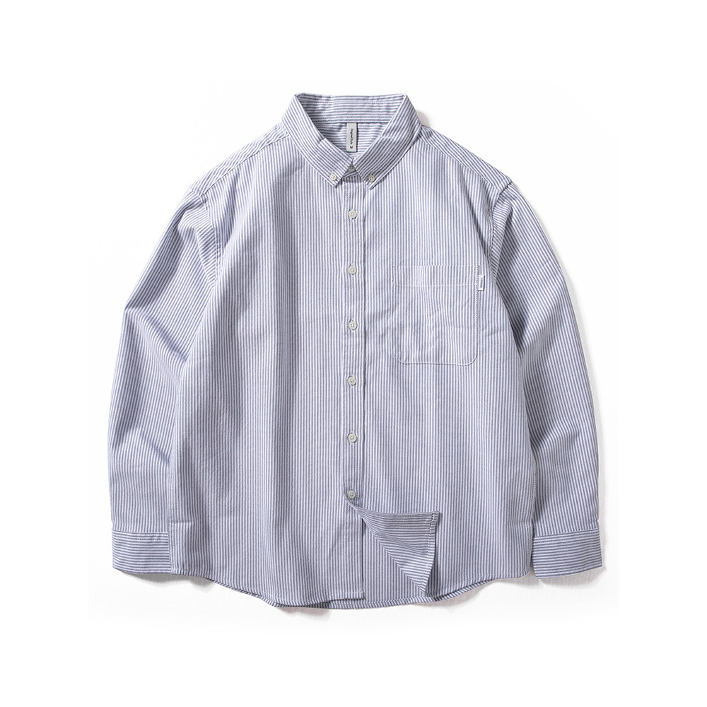 Camisa masculina manga longa 2024 novo estilo na moda luz azul listrado camisa japonesa Casual primavera outono solto ja