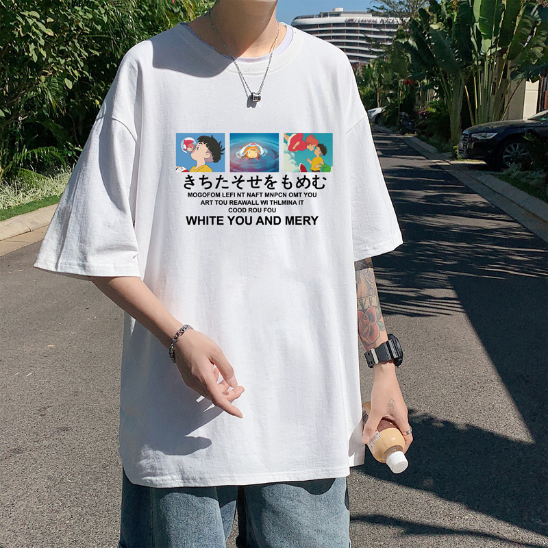 Camiseta japonesa longa de manga curta masculina verão fino tamanho grande solto roupas superiores 2026 novo estilo na m