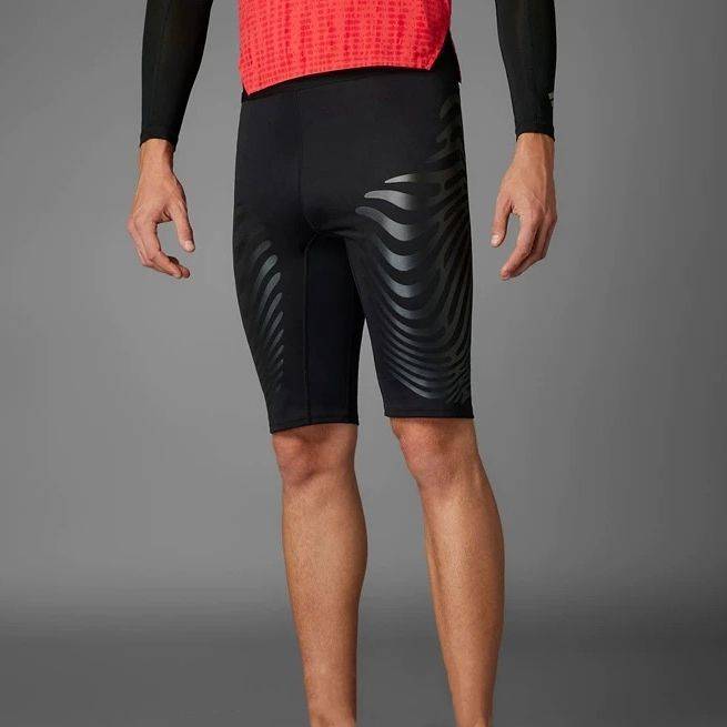 New Summer Men's and Women's Wave Pattern Sports Shorts High Elastic Running Marathon Tight Shorts vS94