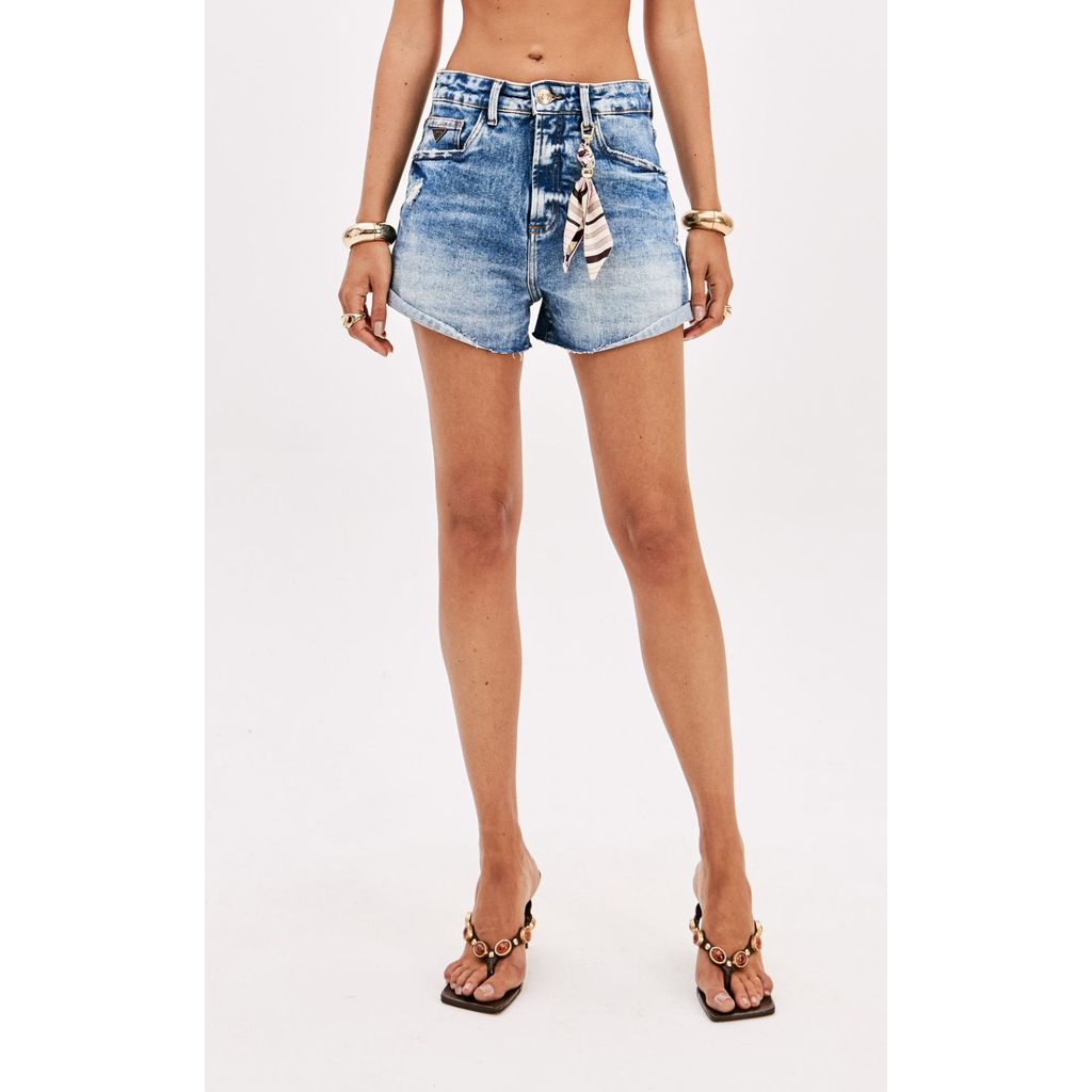 Short Jeans Comfort Super High Marca Lança Perfume Azul