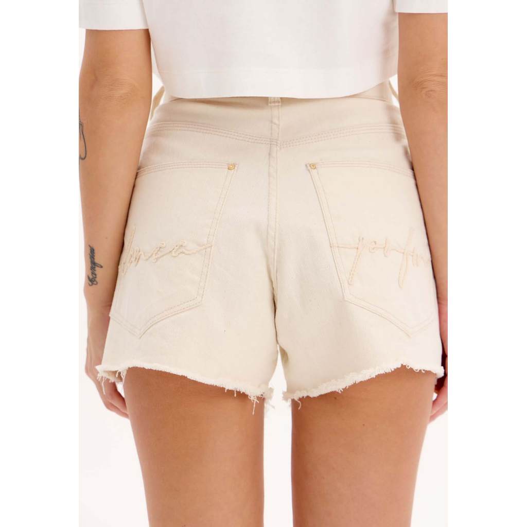 Short Sarja Comfort High Branco Marca Lança Perfume