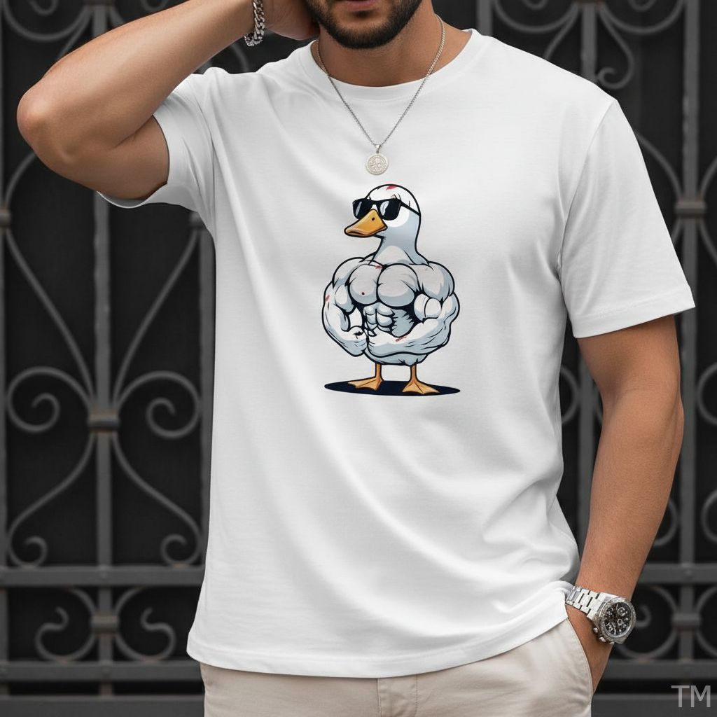 Camiseta Básica Casual Gola Redonda Masculina Estampa Pato Maromba Academia Street Malha Respirável