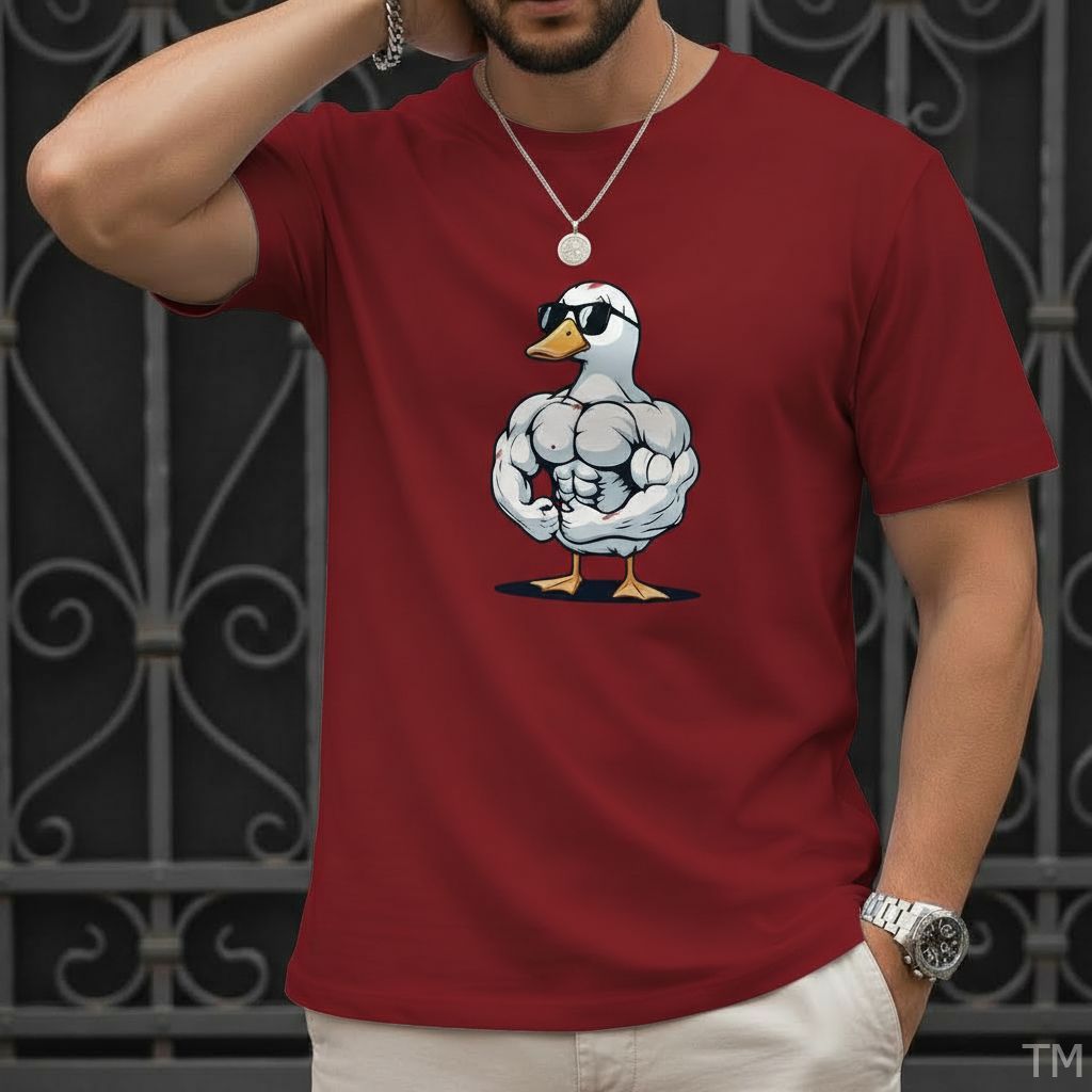 Camiseta Unissex Estilosa Manga Curta Masculina Estampa Pato Maromba Academia Street Camisa Respirável