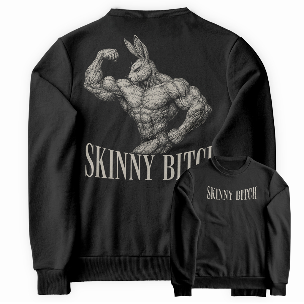 Moletom Gola Redonda Blusa de Frio Casaco Skinny Bitch Coelho Maromba De Academia Street Casual!