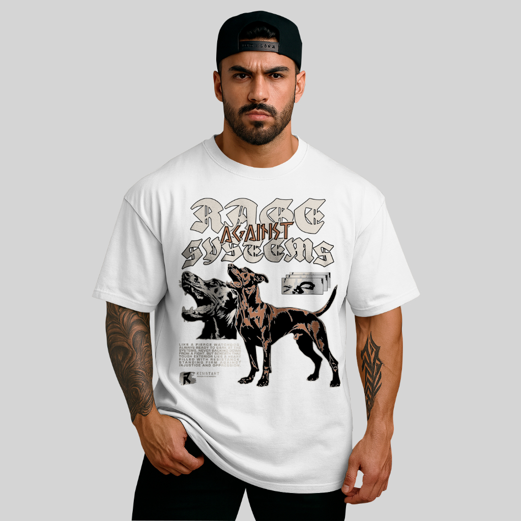 Camiseta Oversized Rage Against System Dog Street Style Treino Academia Maromba
