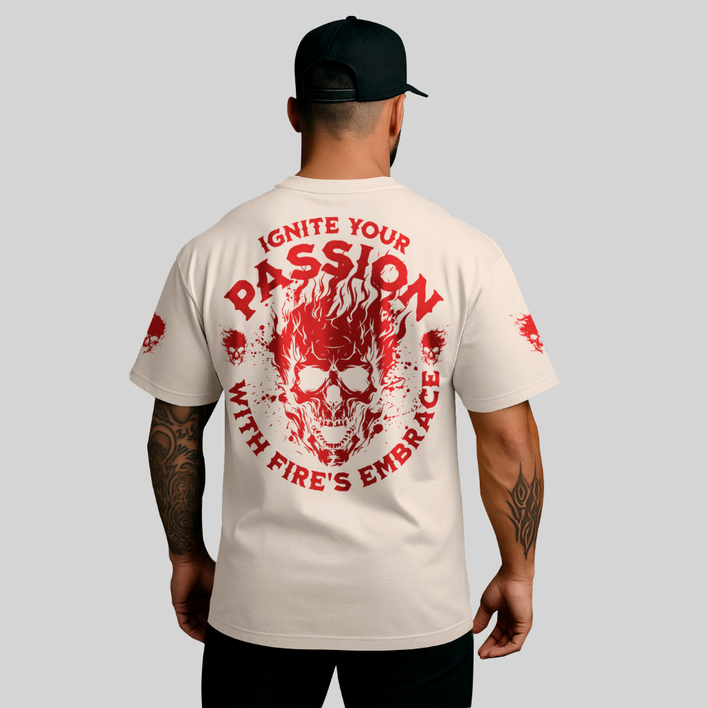 Camiseta Oversized Caveira Ignite Your Passion Street Treino Academia Maromba