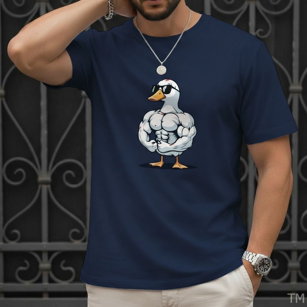 Camiseta Básica Estilosa Manga Curta Masculina Estampa Pato Maromba Academia Street Malha Respirável