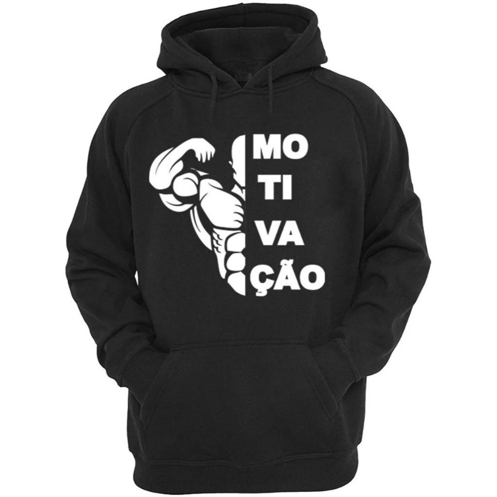 Blusa de Moletom Motivação Academia Maromba Blusão Casual Street Wear