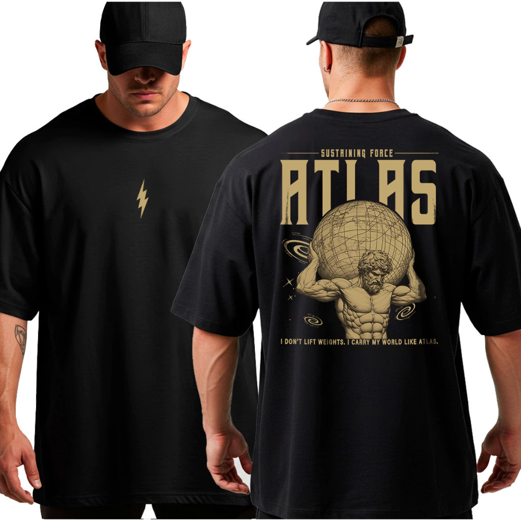 Camiseta Oversized Academia Musculação Atlas Treino Maromba Streetwear 100% Algodão Conforto Urbano Casual Street Confor