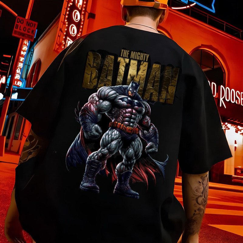 Camiseta Oversized Academia Treino Batman Força Musculação T-Shirt | Camisa Maromba Street Style Herói 100% Algodão